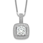 Brilliant Embers Sterling Silver Rhodium-plated 35 Stone Halo Micro Pav CZ Necklace with 2 Inch Extender