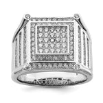 Brilliant Embers Sterling Silver Rhodium-plated 109 Stone Micro Pav CZ Men's Ring