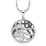 Brilliant Embers Sterling Silver Rhodium-plated 118 stone Micro Pav Black and White CZ Necklace with 2 Inch Extender
