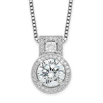 Brilliant Embers Sterling Silver Rhodium-plated 39 Stone Micro Pav Halo CZ Necklace with 2 Inch Extender