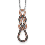 Brilliant Embers Sterling Silver Rose Gold-plated Rhodium-plated 68 Stone Micro Pav CZ Love Knot Necklace with 2 Inch Extender