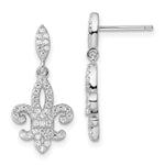 Brilliant Embers Sterling Silver Rhodium-plated 940 Stone Micro PavÇ CZ Fleur De Lis Post Dangle Earrings