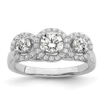 Brilliant Embers Sterling Silver Rhodium-plated 42 Stone Halo Micro PavÇ CZ 3 Stone Ring