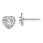 Brilliant Embers Sterling Silver Rhodium-plated 32 Stone Micro PavÇ CZ Heart Post Earrings