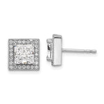Brilliant Embers Sterling Silver Rhodium-plated 50 Stone Halo Micro Pav CZ Square Post Earrings