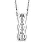 Brilliant Embers Sterling Silver Rhodium-plated 17 Stone Micro Pav CZ Necklace with 2 Inch Extender