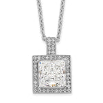 Brilliant Embers Sterling Silver Rhodium-plated 43 Stone Micro Pav CZ Necklace with 2 Inch Extender