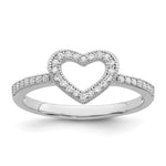 Brilliant Embers Sterling Silver Rhodium-plated 34 Stone Micro Pav CZ Heart Ring