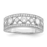 Brilliant Embers Sterling Silver Rhodium-plated 45 Stone Micro Pav CZ Ring