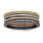 SS Rhodium-Plated CZ Brilliant Embers 4 Piece Ring