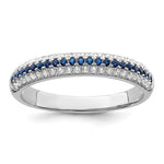 Brilliant Embers Sterling Silver Rhodium-plated 67 Stone Blue and White Micro Pav CZ Polished Ring