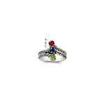 Sterling Silver Antiqued w/14k 3-stone Mother's Ring