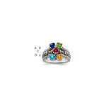 Sterling Silver Antiqued w/14k 5-stone Mother's Ring