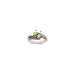 Sterling Silver Antiqued w/14k 2-stone Mother's Ring