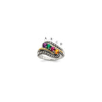 Sterling Silver Antiqued w/14k 4-stone Mother's Ring
