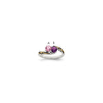 Sterling Silver Antiqued w/14k 2-stone Mother's Ring