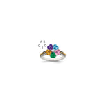 Sterling Silver Antiqued w/14k 5-stone Mother's Ring
