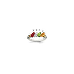 Sterling Silver Antiqued w/14k 4-stone Mother's Ring