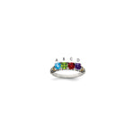 Sterling Silver Antiqued w/14k 4-stone w/Diamond Mother's Ring