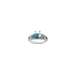 Sterling Silver Antiqued w/14k 2-stone w/Diamond Mother's Ring