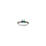 Sterling Silver Antiqued w/14k 2-stone w/Diamond Mother's Ring