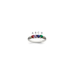 Sterling Silver Antiqued w/14k 4-stone w/Diamond Mother's Ring