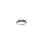Sterling Silver Antiqued w/14k 5-stone w/Diamond Mother's Ring