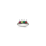 Sterling Silver Antiqued w/14k 4-stone w/Diamond Mother's Ring