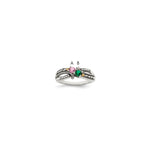 Sterling Silver Antiqued w/14k 2-stone w/Diamond Mother's Ring