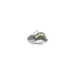 Sterling Silver Antiqued w/14k 2-stone w/Diamond Mother's Ring
