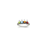 Sterling Silver Antiqued w/14k 4-stone Mother's Ring