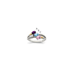 Sterling Silver Antiqued w/14k 3-stone Mother's Ring
