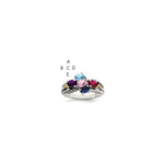 Sterling Silver Antiqued w/14k 5-stone Mother's Ring