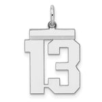Sterling Silver/Rhodium-plated Polished Number 13 Charm