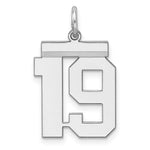 Sterling Silver/Rhodium-plated Polished Number 19 Charm