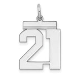 Sterling Silver/Rhodium-plated Polished Number 21 Charm