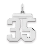 Sterling Silver/Rhodium-plated Polished Number 35 Charm
