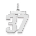 Sterling Silver/Rhodium-plated Polished Number 37 Charm