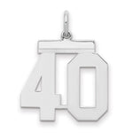 Sterling Silver/Rhodium-plated Polished Number 40 Charm