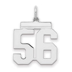 Sterling Silver/Rhodium-plated Polished Number 56 Charm