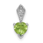 Sterling Silver Rhodium-plated Diamond and Peridot Heart Pendant