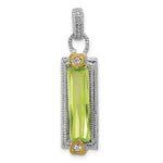 Sterling Silver and Vermeil Light Green Rectangular CZ Pendant