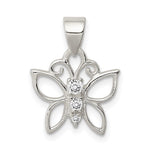 Sterling Silver CZ Butterfly Pendant