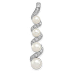 Sterling Silver Rhodium Plated FW Cultured Pearl & CZ Pendant
