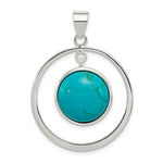 Sterling Silver Circle Turquoise Cabochon Pendant