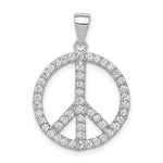 Sterling Silver Rhodium-plated CZ Peace Symbol Pendant
