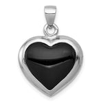 Sterling Silver Rhodium-plated Onyx and Mother of Pearl Reversible Heart Pendant