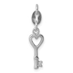Sterling Silver Rhodium-plated Polished Key Charm