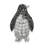 Sterling Silver Rhodium-plated Black and White CZ Penguin Fits up to Cubetto Slide