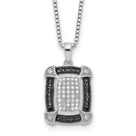 White Night Sterling Silver Rhodium-plated Black and White Diamond 18 Inch Necklace with 2 Inch Extender